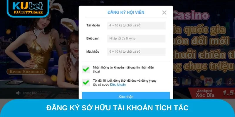 Đăng ký sở hữu tài khoản tích tắc